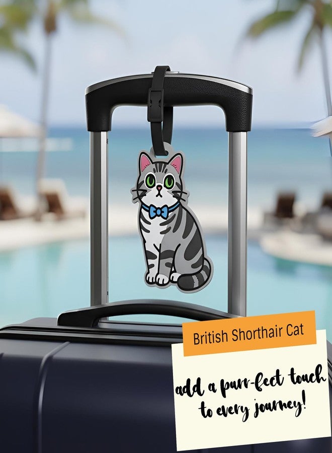 ANINIUCN Luggage Tags for Suitcases - Cute British Shorthair Cat Travel ID Tag, Soft Silicone Animal Bag Tag for Kids, Teens & Adults, Great for Backpacks, Gym Bags, School Trips, Pet Carriers & Vacations - Image 5
